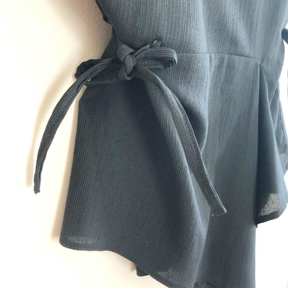 Meem Label UK Asymmetrical Black Side-Tie Blouse | Size S - Picture 7 of 11